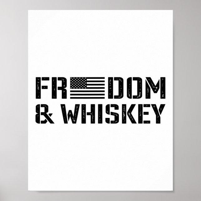 Freedom And Whiskey - 4th Of July Usa Flag Funny M Poster (Framsidan)