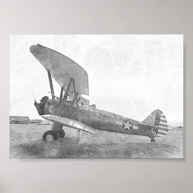 "Freedom" Antique Biplane Black and White Poster (Framsidan)