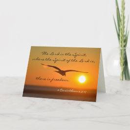 Freedom Bible Verse, Bird Flies at Sunset Anpassni Tack Kort