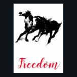 Freedom Black White Pop Art Runows Horses Poster<br><div class="desc">Black White Pop Art Running Horse Silhouette/Digital Animal/Horse Art - Horse Head Artwork</div>