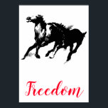 Freedom Black White Pop Art Runows Horses Poster<br><div class="desc">Black White Pop Art Running Horse Silhouette/Digital Animal/Horse Art - Horse Head Artwork</div>