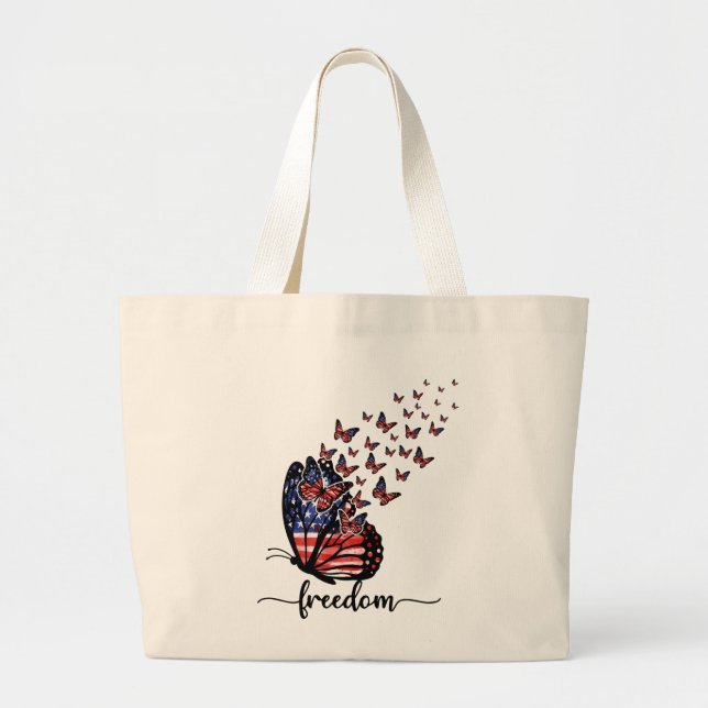 Freedom Butterflies | Patriotic Red, White, Blue Jumbo Tygkasse (Framsidan)