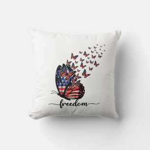 Freedom Butterflies Patriotic Red, White, Blue Kudde