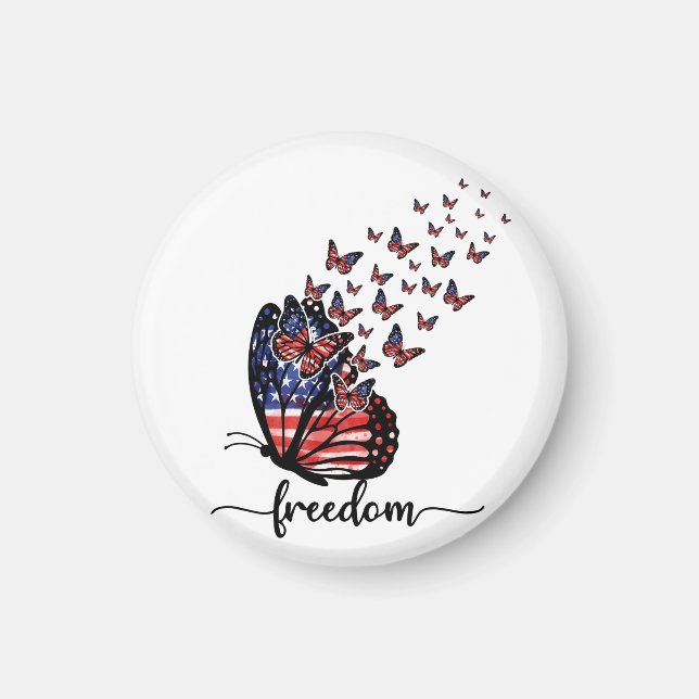 Freedom Butterflies | Patriotic Red, White, Blue Magnet (Framsidan)