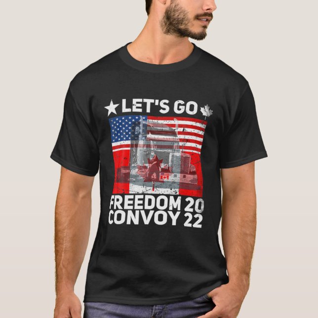 Freedom Convoy 2022 Låt oss Go Truckers US America T Shirt (Framsida)