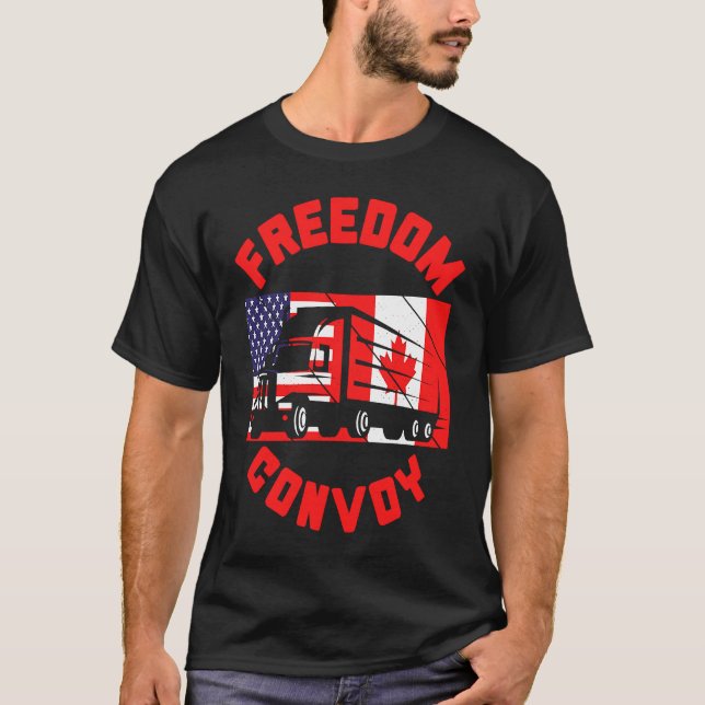 Freedom Convoy 2022 Support Canadian Truckers Cana T Shirt (Framsida)