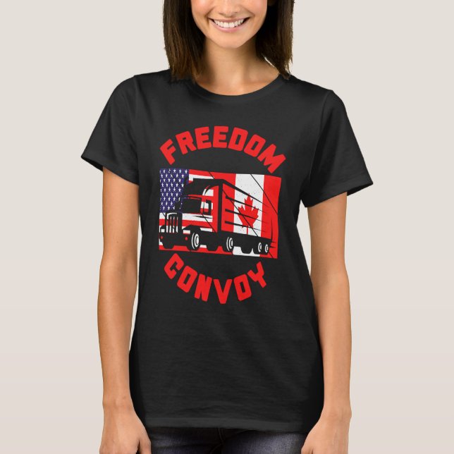 Freedom Convoy 2022 Support Canadian Truckers Cana T Shirt (Framsida)