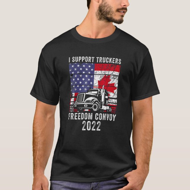 Freedom Convoy 2022 Supporter I Support Canadian T T Shirt (Framsida)