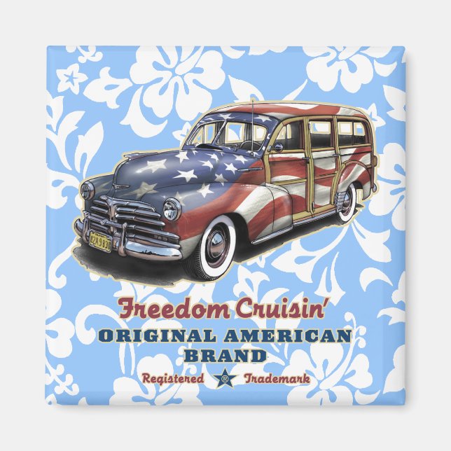 Freedom Cruisin'Hawaiian Patriotic Magnets Magnet (Framsidan)