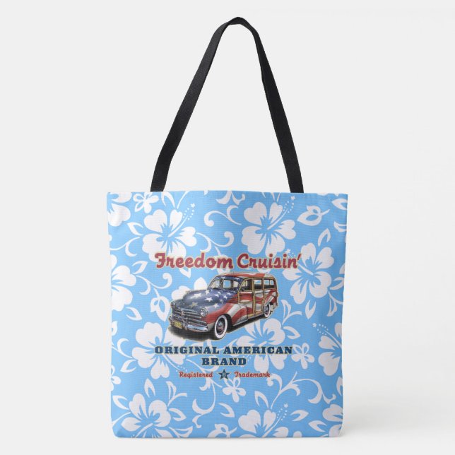 Freedom Crusin Hawaiian Woody Hibiscus Beach Bag Tygkasse (Framsida)