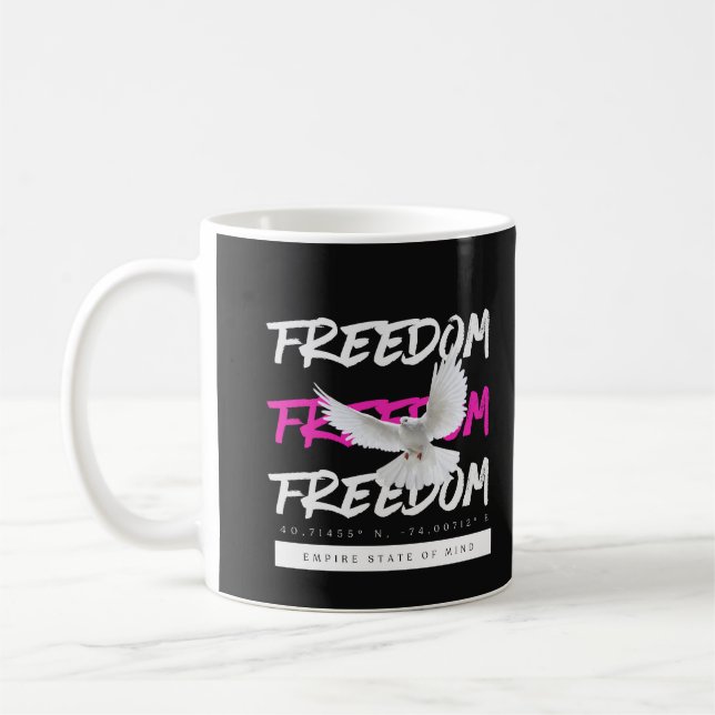 Freedom Dove Urban Typography Kaffemugg (Vänster)