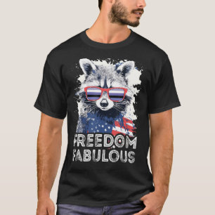 Freedom Fabulous Raccoon Perifluid Sunglasses Flag T Shirt
