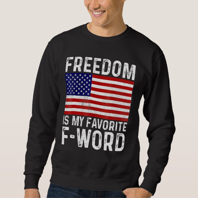 Freedom Favorite F Word America Libertarian Conser Lång Ärmad Tröja (Framsida)