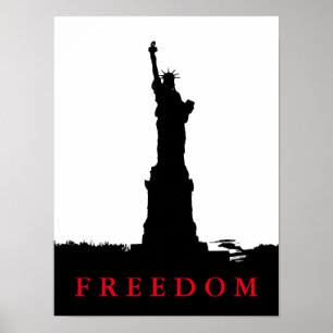 Freedom Frihetsgudinnan Silhouette Poster Skriv ut