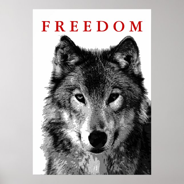 Freedom Grått Varg Motivering Poster utskrift (Framsidan)