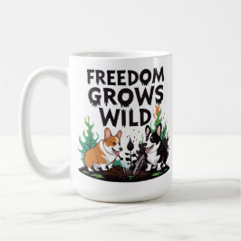 Freedom Grows Wild – Scary Corgi Gardening Cartoon Kaffemugg