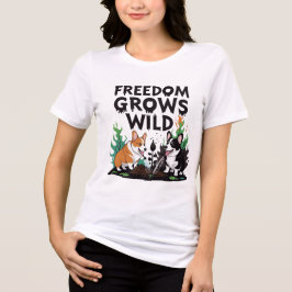 Freedom Grows Wild – Scary Corgi Gardening Cartoon T Shirt