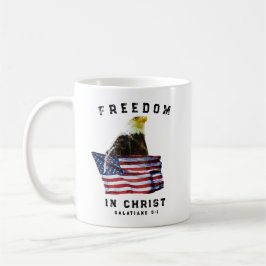 Freedom in Christ Bald Eagle & USA Flag Christian Kaffemugg