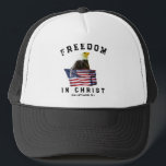 Freedom in Christ Eagle & American Flag Patriotic Keps<br><div class="desc">Freedom in Christ – Patriotic Christian Hat by Meggidoo Show your faith and your patriotism with this bold Christian hat featuring a majestic eagle, draped in the American flag, and inspired by Galatians 5:1 – “It is for freedom that Christ has set us free.” Designed by nature photographer Meggidoo, this...</div>
