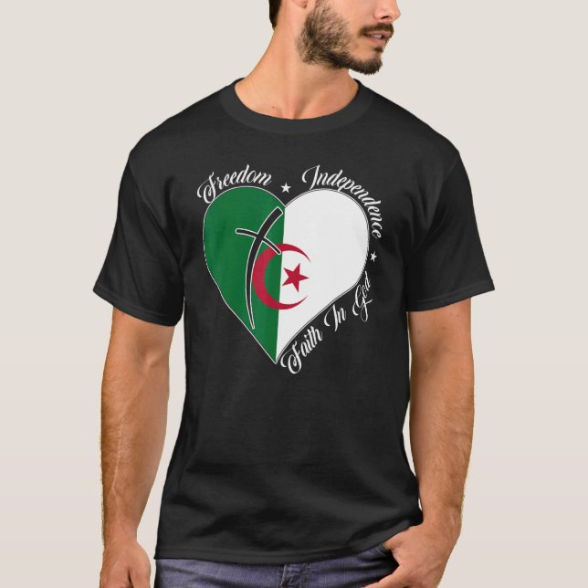Freedom Independence Faith In God  Christian Alger T Shirt (Framsida)