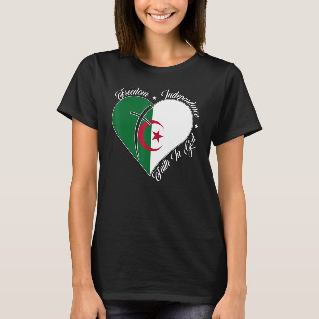 Freedom Independence Faith In God  Christian Alger T Shirt (Framsida)