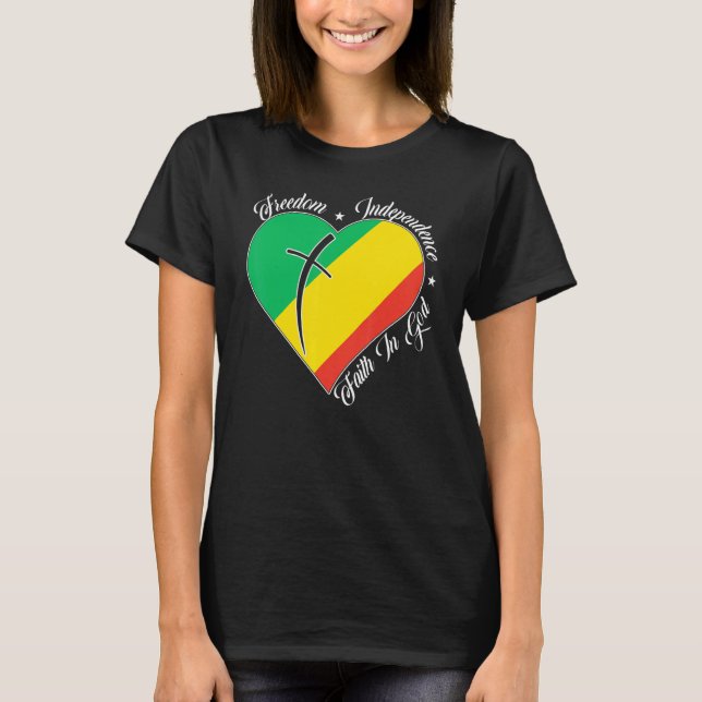 Freedom Independence Faith In God  Christian Congo T Shirt (Framsida)