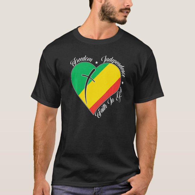 Freedom Independence Faith In God  Christian Congo T Shirt (Framsida)
