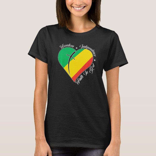 Freedom Independence Faith In God  Christian Congo T Shirt (Framsida)