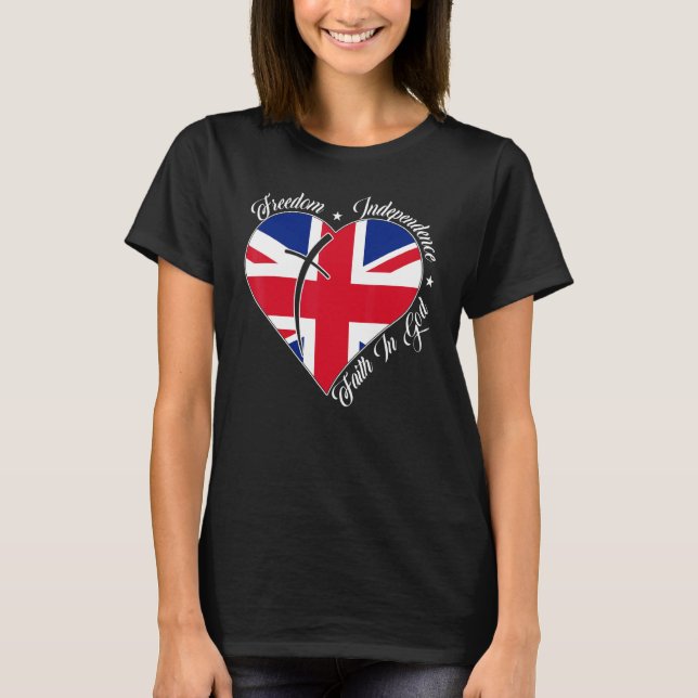 Freedom Independence Faith In God  Christian Engla T Shirt (Framsida)