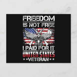 Freedom Isnt Free Veteran - American Eagle Vykort