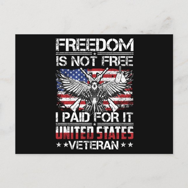 Freedom Isnt Free Veteran - American Eagle Vykort (Framsida)