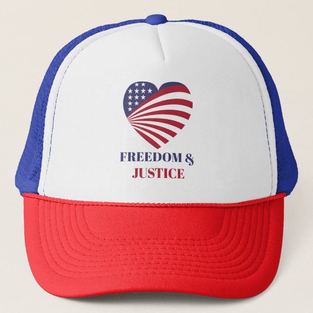 Freedom & Justice American Flag with Heart.  Keps (Framsida)