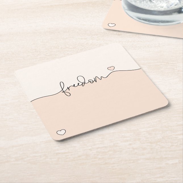 Freedom Minimalist Typography Design Underlägg Papper Kvadrat (Vinklad)