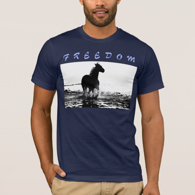 Freedom Modern Running Horse Pop Art Manar T Shirt (Framsida)