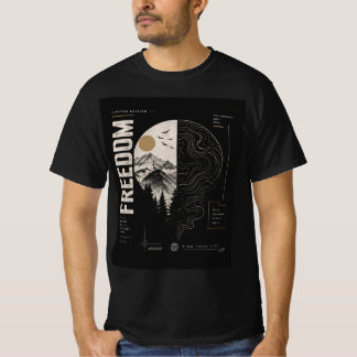 Freedom Mountain Topografisk Streetwear T-Shirt