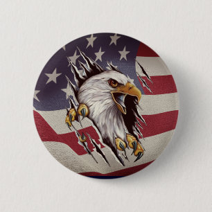 Freedom Örn American Flagga Button Knapp