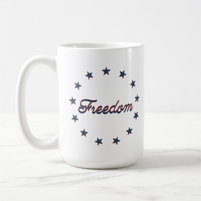 Freedom Patriotic America 250 Stars Design Kaffemugg (Vänster)