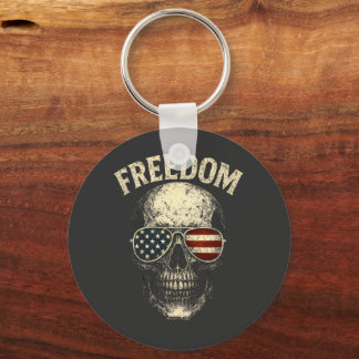 Freedom Patriotic Skull USA Nyckelring