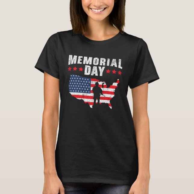 Freedom Patriotic Veteran USA Flag American Memori T Shirt (Framsida)
