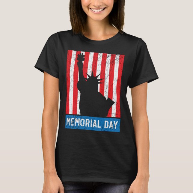 Freedom Patriotic Veteran USA Flag American Memori T Shirt (Framsida)