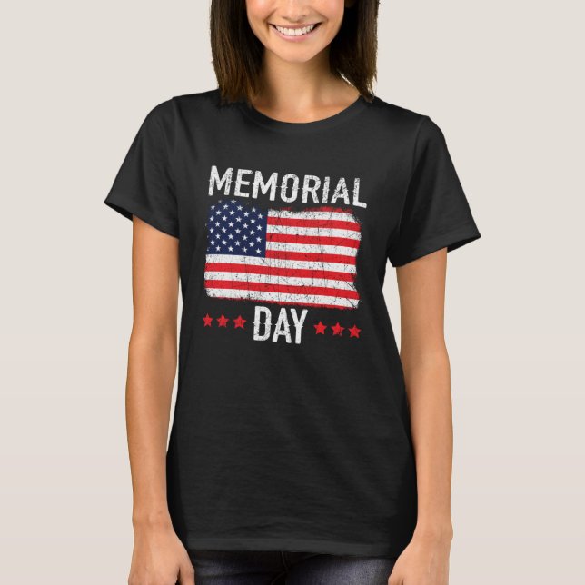 Freedom Patriotic Veteran USA Flag American Memori T Shirt (Framsida)