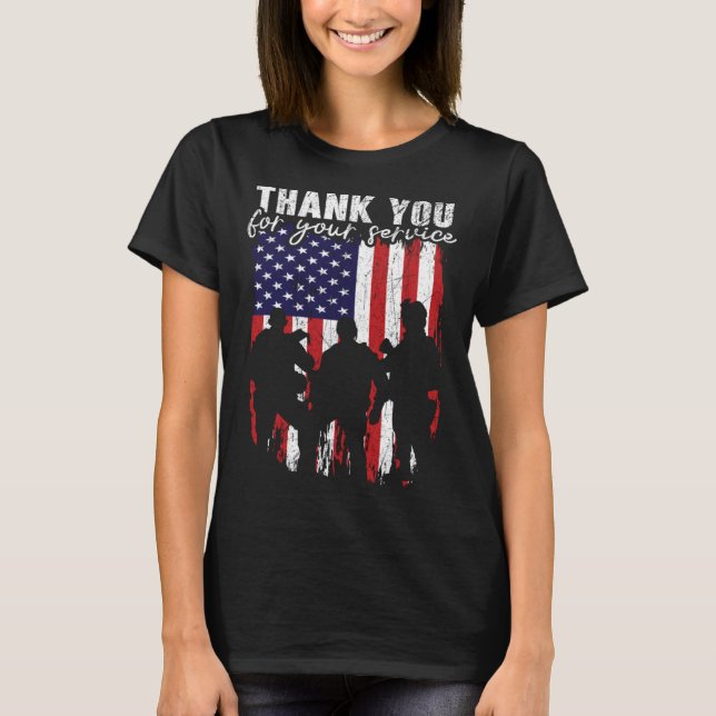 Freedom Patriotic Veteran USA Flag American Memori T Shirt (Framsida)