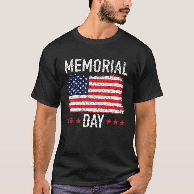 Freedom Patriotic Veteran USA Flag American Memori T Shirt (Framsida)