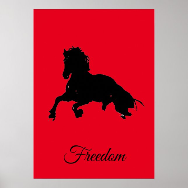 Freedom Red Black Horse Pop Art Poster (Framsidan)