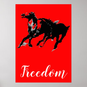 Freedom Red Black Pop Art Runbooks Poster
