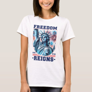 Freedom Reigns Women White T Shirt