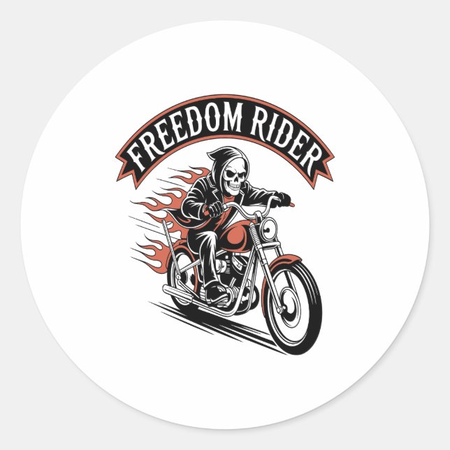 FreeDom Rider Biker Runt Klistermärke (Framsida)