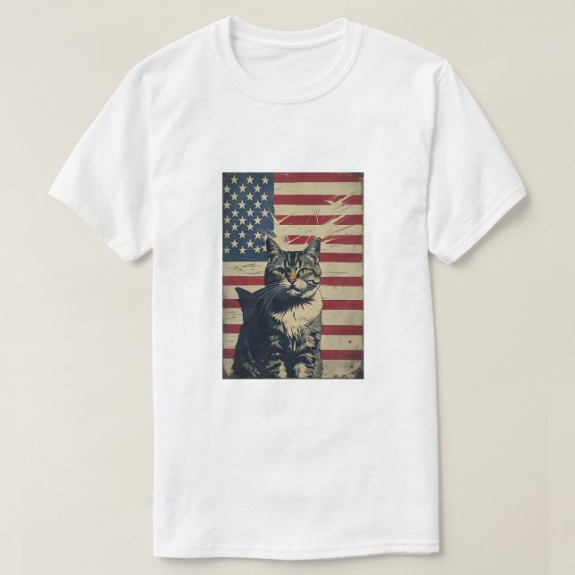 Freedom Scratcher - Patriotic Cat T-Shirt (Design framsida)
