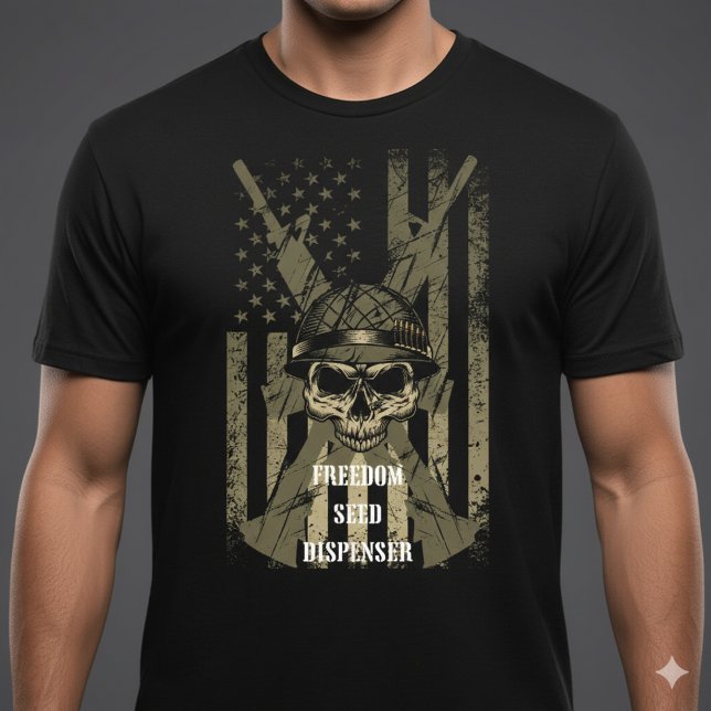 Freedom Seed Dispenser Patriotic Skull T-Shirt (Skapare uppladdad)