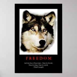 Freedom Spirit Motivational Varg Ögon Poster